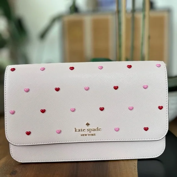 NWT rt$379 Kate Spade New York Pink Heart-Embellished Crossbody Bag - Picture 2 of 7